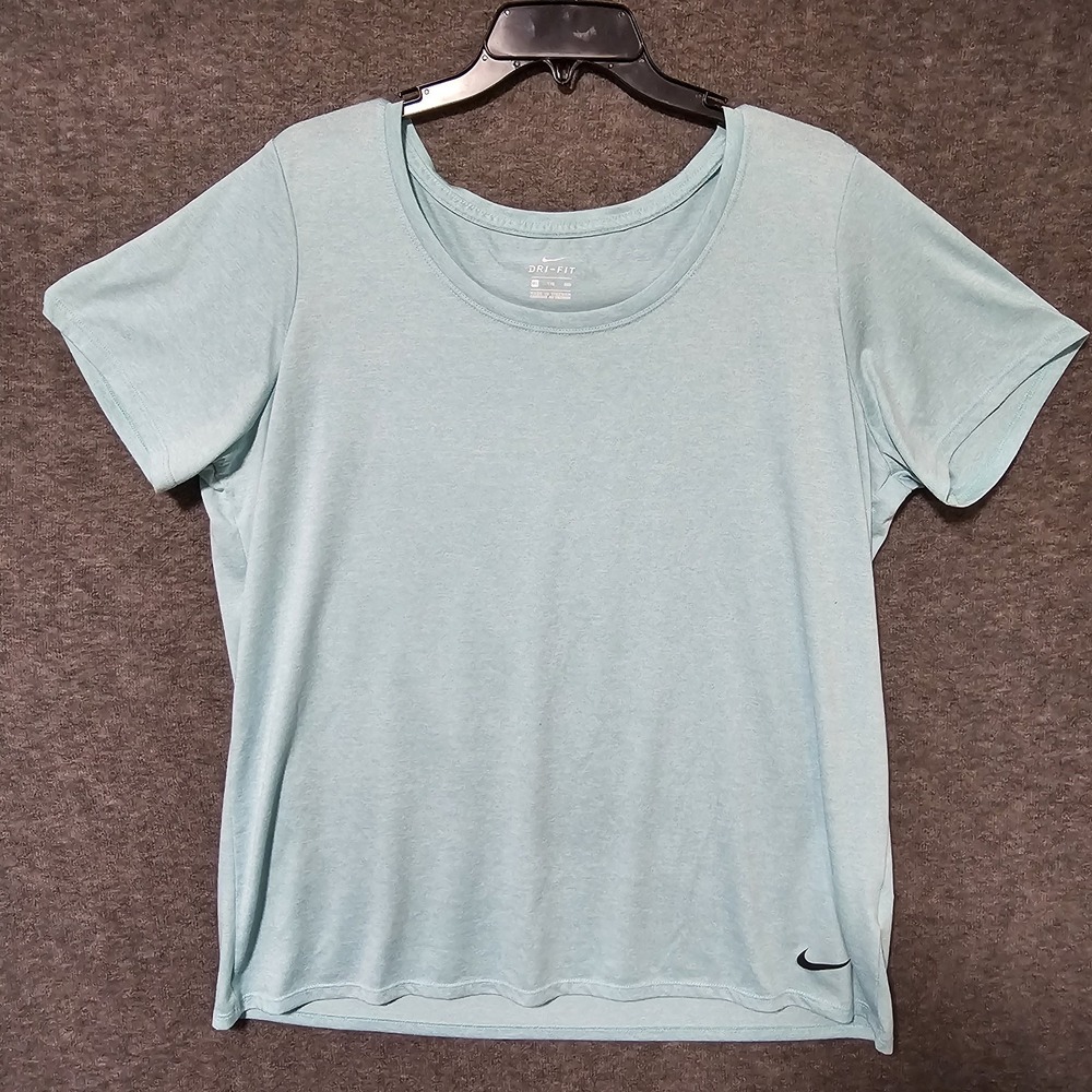 Nike Shirt Adult 2XL XXL Light Blue Teal‎ S/S Dri Fit Polyester Gym Active Men